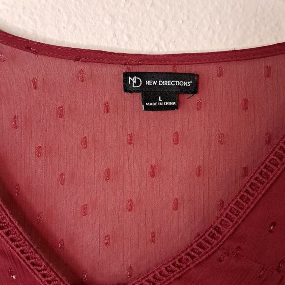 New Directions semi sheer blouse size large - Picture 2 of 5